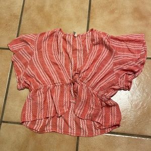 Coral Crop Top Tie Front